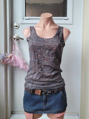 Talula Grey Lace Mesh Tank Top